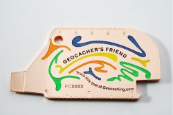 Geocacher's Friend Geocoin Poliertes Kupfer
